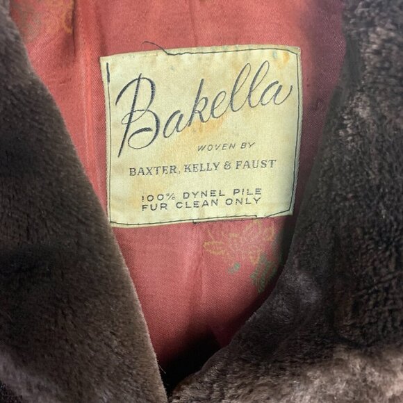 Vintage 1950s 60s MCM Chocolate Brown Faux Fur Teddy Coat - Picture 6 of 16